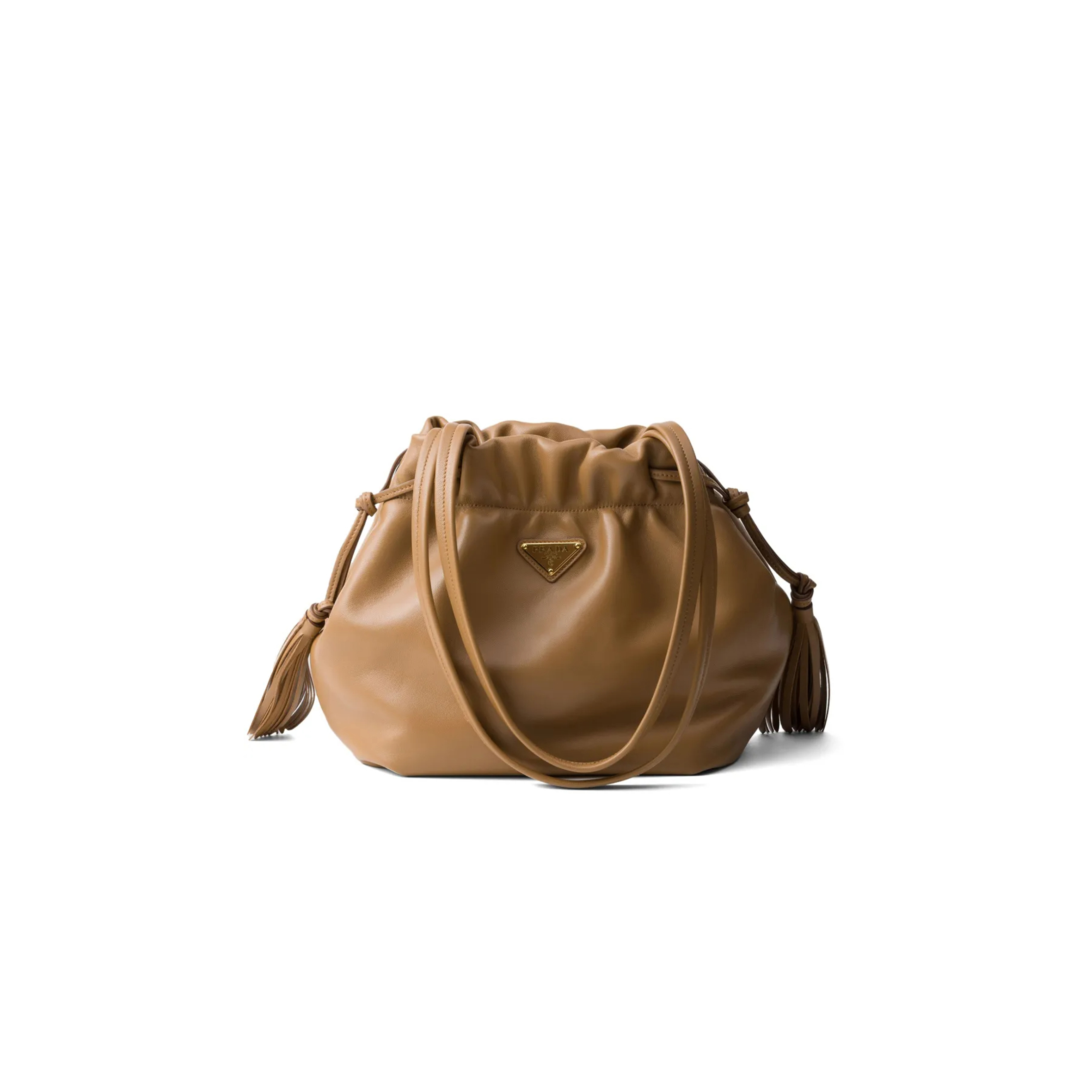 Pra*a black nappa leather shoulder bag 1bg541 (25*24*11cm)